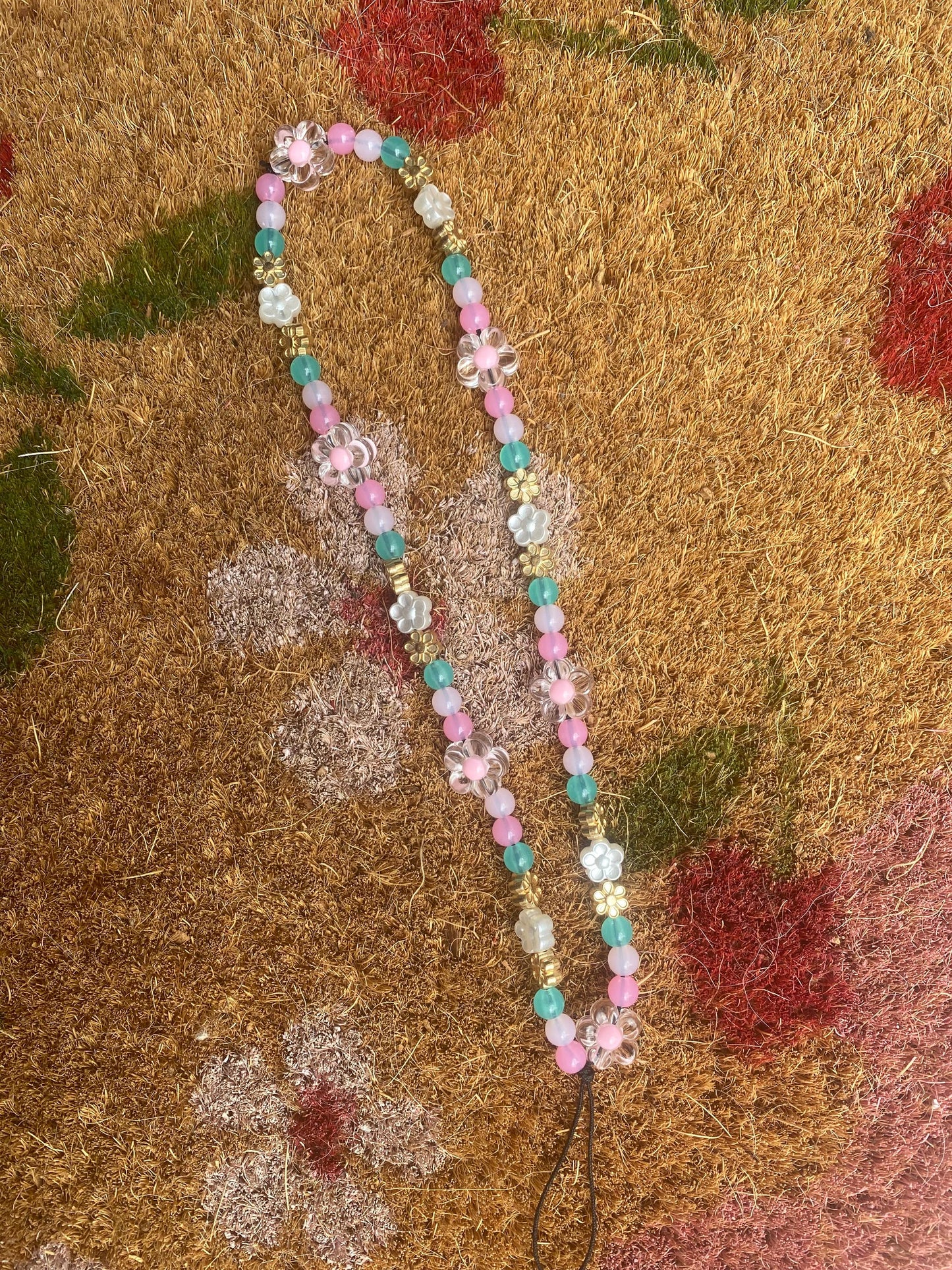 Pastel Bloom Phone Charm – Handmade Beaded Strap for Phones, Cute & Colourful!