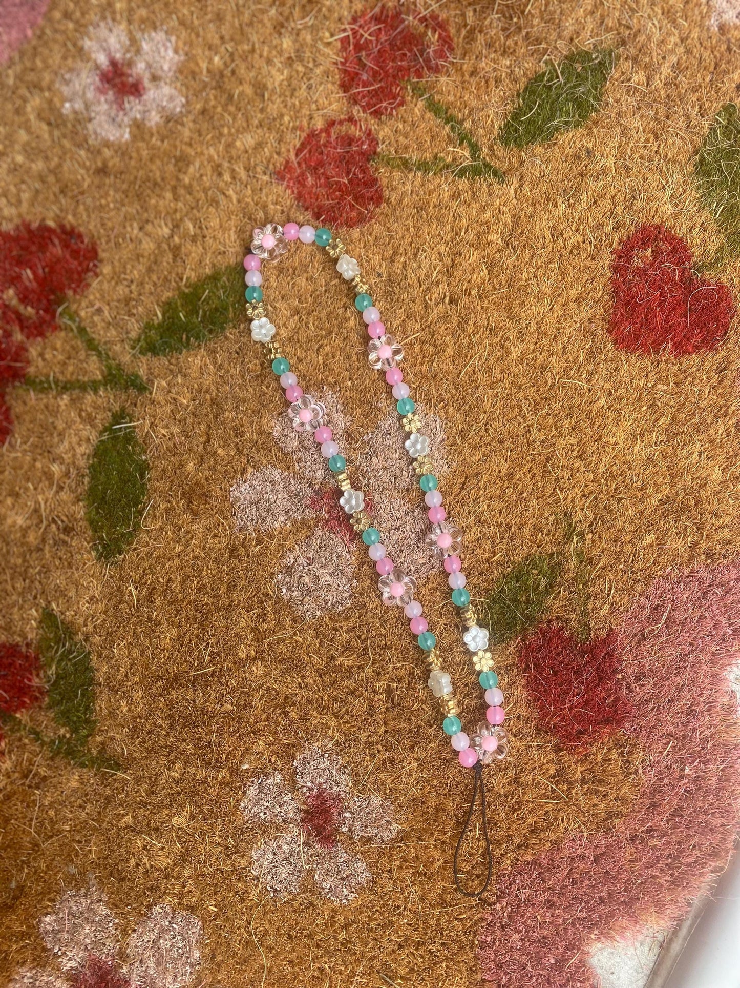 Pastel Bloom Phone Charm – Handmade Beaded Strap for Phones, Cute & Colourful!