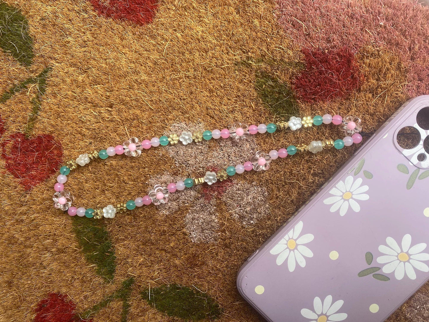 Pastel Bloom Phone Charm – Handmade Beaded Strap for Phones, Cute & Colourful!