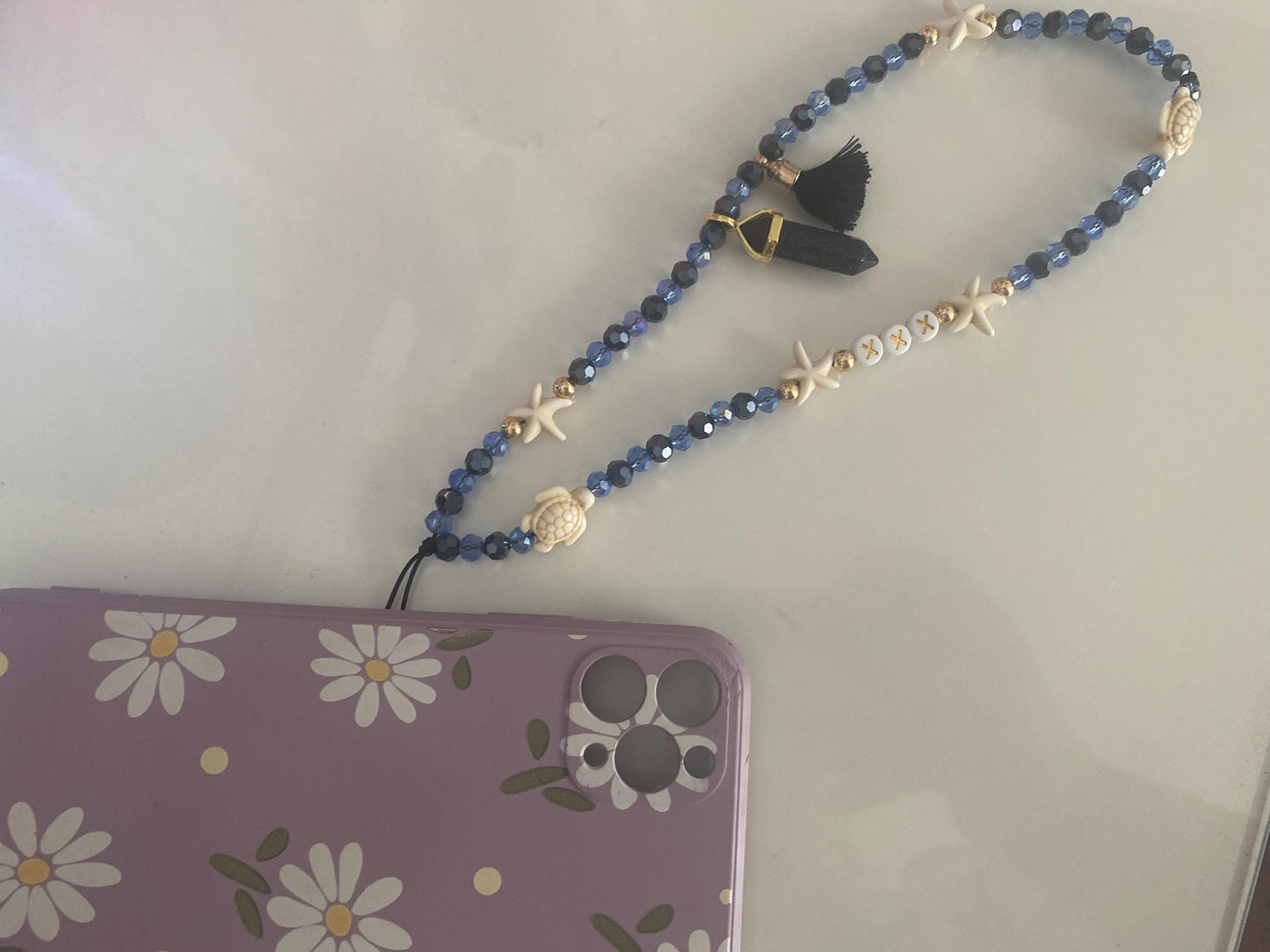 Personalise Name Phone Charm Blue, Gold, Starfish, Turtle, Blue Sparkle Glitter Charm, Black Tassel, Personalised Gift