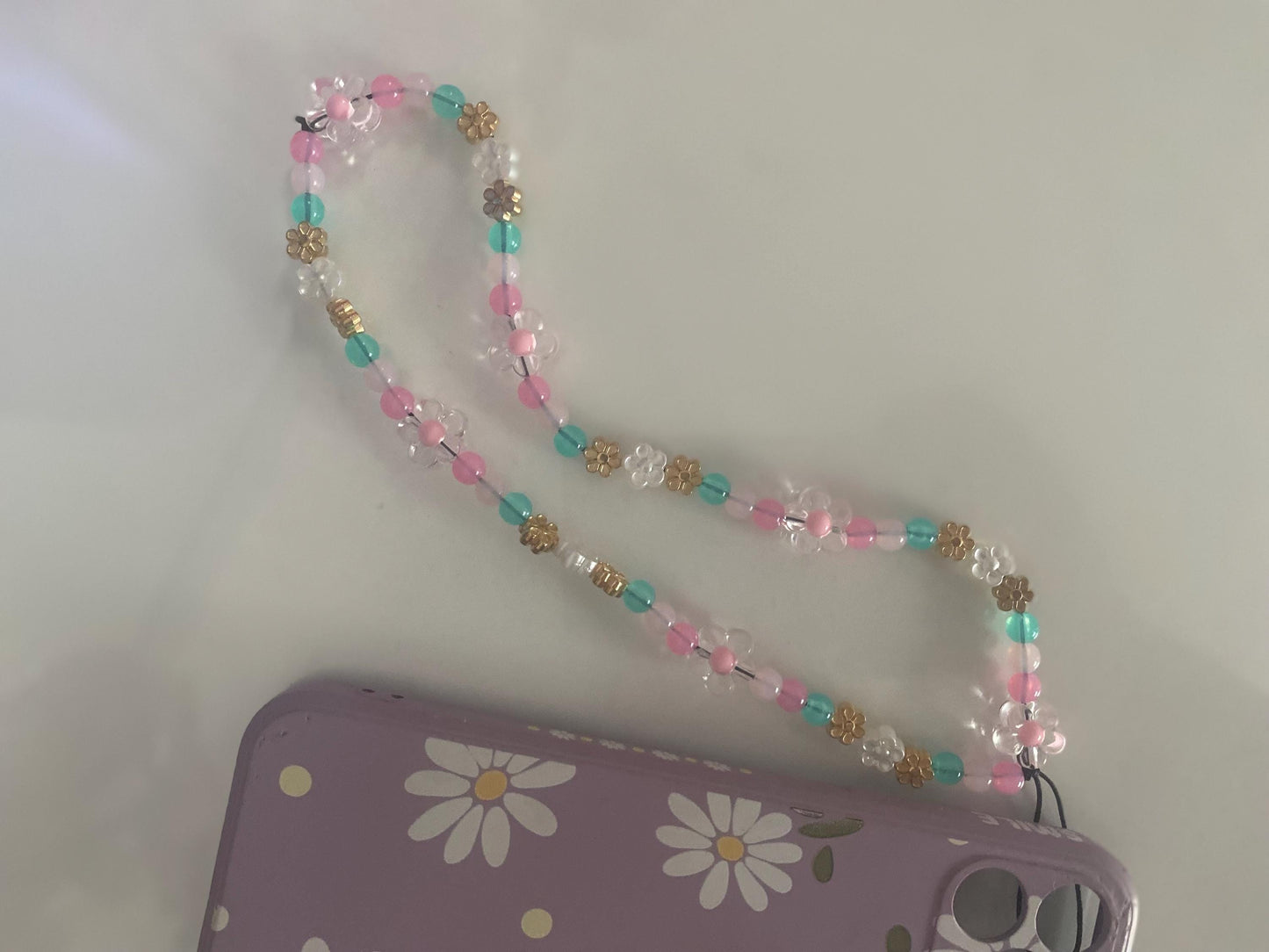 Pastel Bloom Phone Charm – Handmade Beaded Strap for Phones, Cute & Colourful!