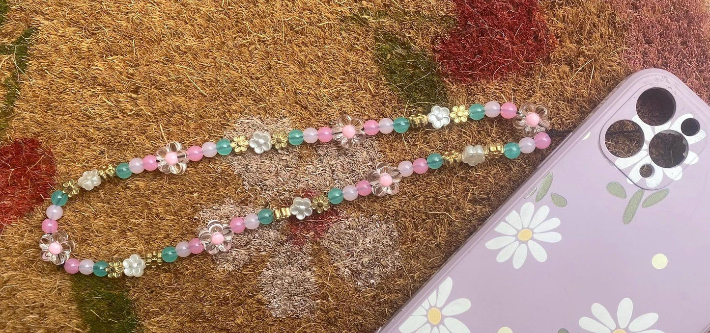 Pastel Bloom Phone Charm – Handmade Beaded Strap for Phones, Cute & Colourful!
