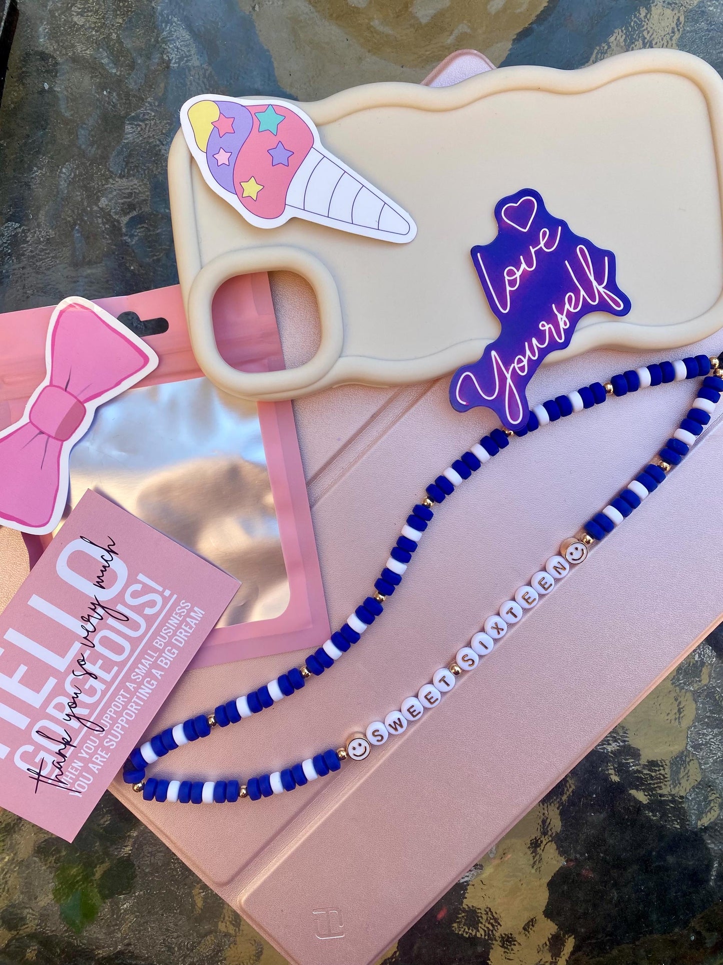 Sweet Sixteen 16 Phone Charm Gift Personalised Smiles Present Handmade
