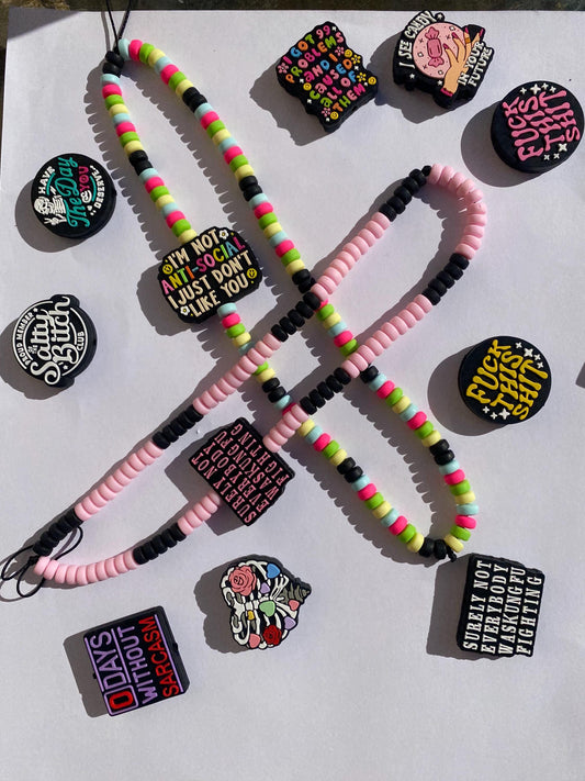 Funny Rude Personalised Phone Charm Slogan Customised You Decide Phone Strap Accessories