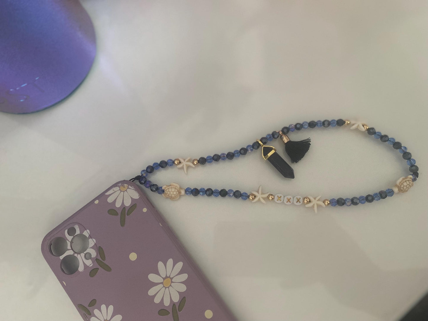 Personalise Name Phone Charm Blue, Gold, Starfish, Turtle, Blue Sparkle Glitter Charm, Black Tassel, Personalised Gift