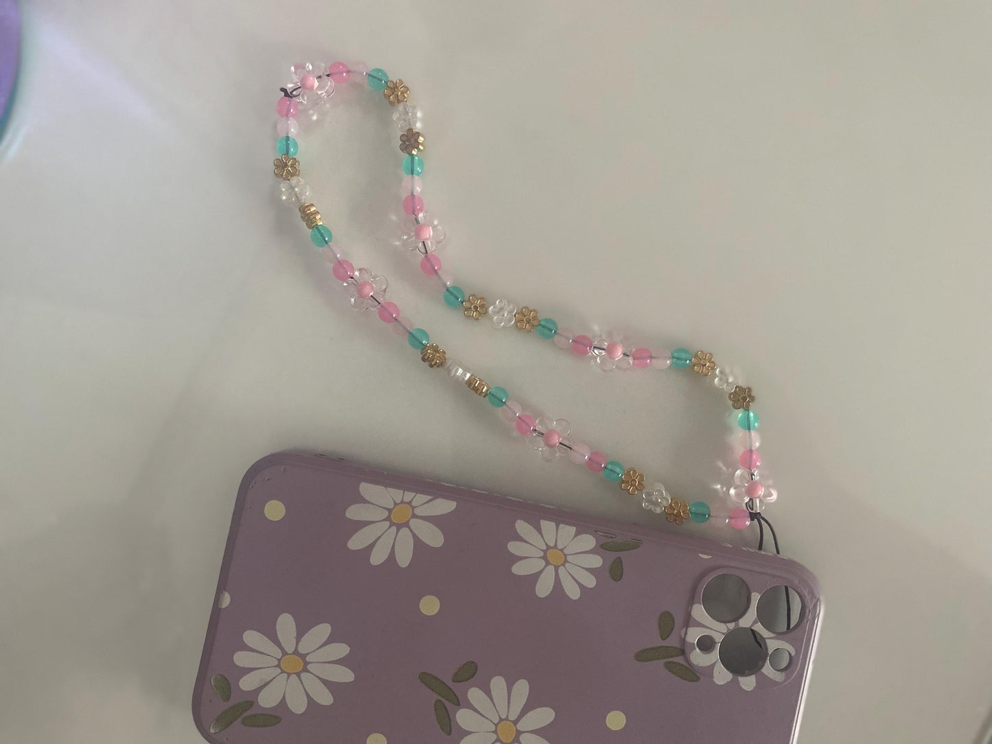 Pastel Bloom Phone Charm – Handmade Beaded Strap for Phones, Cute & Colourful!